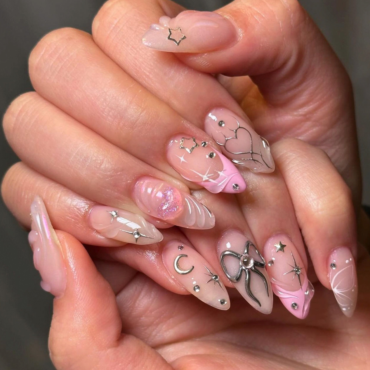 Nail Art Valentine - 24pcs Bow False Nails Sets Press
