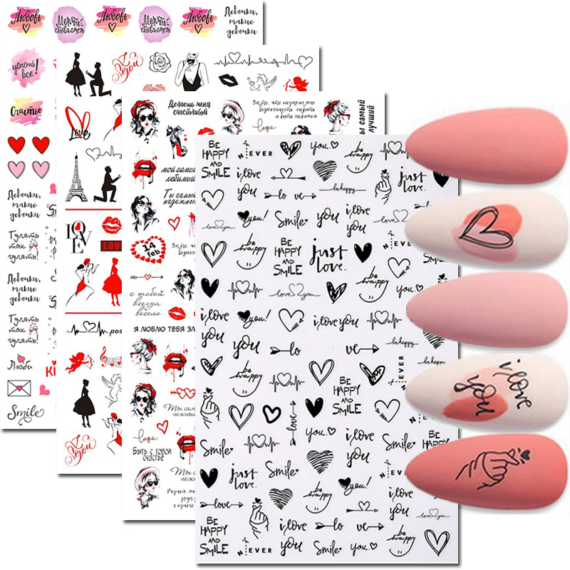 Nail Art Valentine - Nail Art Decals Love Hearts Letters