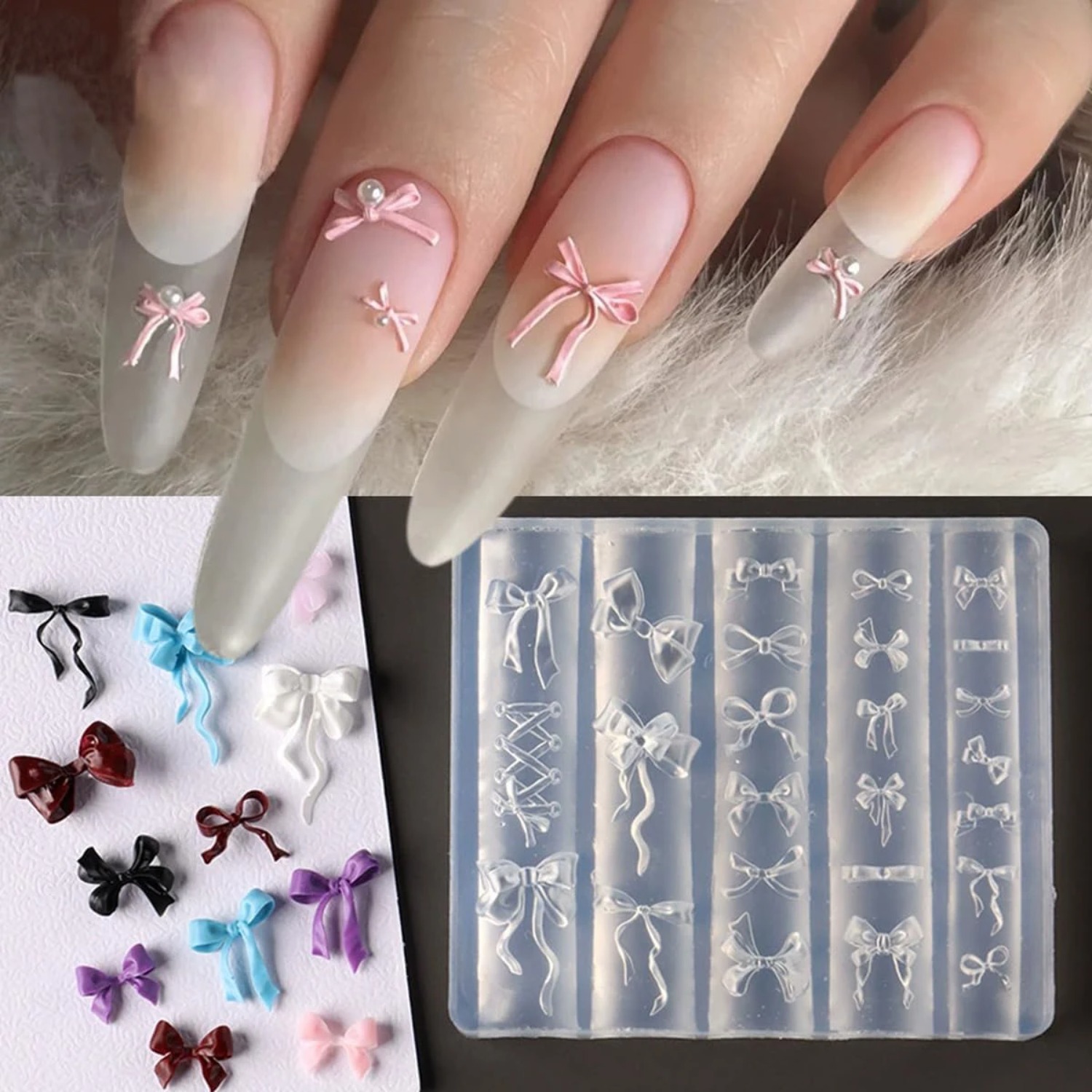 Nail Stamping Plate - 3D Bowknot Silicone Nail Mold Ballet
