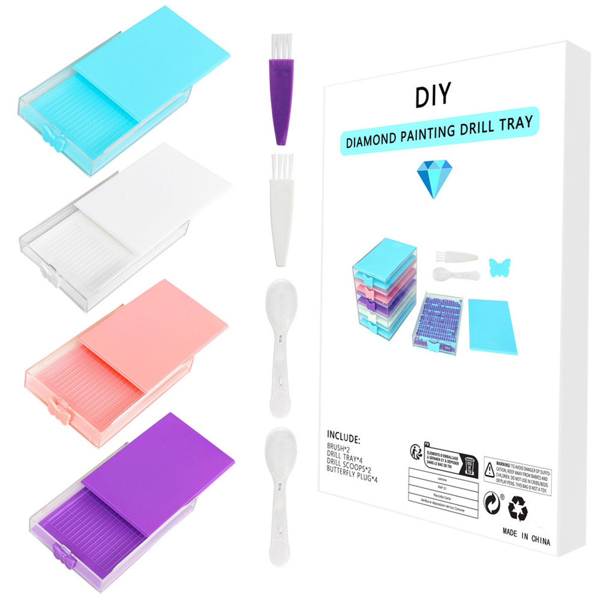 Nail Art Painting - 4pcs/Box Diamond Painting Tool Tray Kits