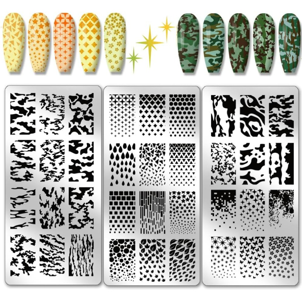 Nail Stamping Plate - 3pcs Texture Nail Stamping Plate Stencils