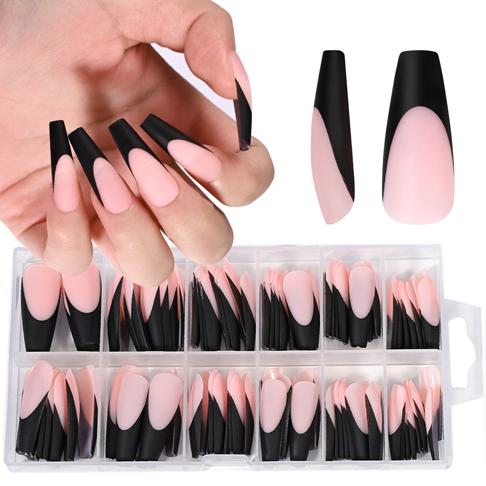 Nail Art Natural - 120PC Black French Gel Nail Tips