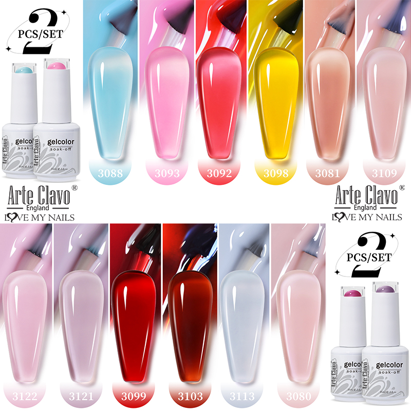 Nail Art Natural Pink - Arte Clavo 2Pcs/Set 15ml Jelly Color
