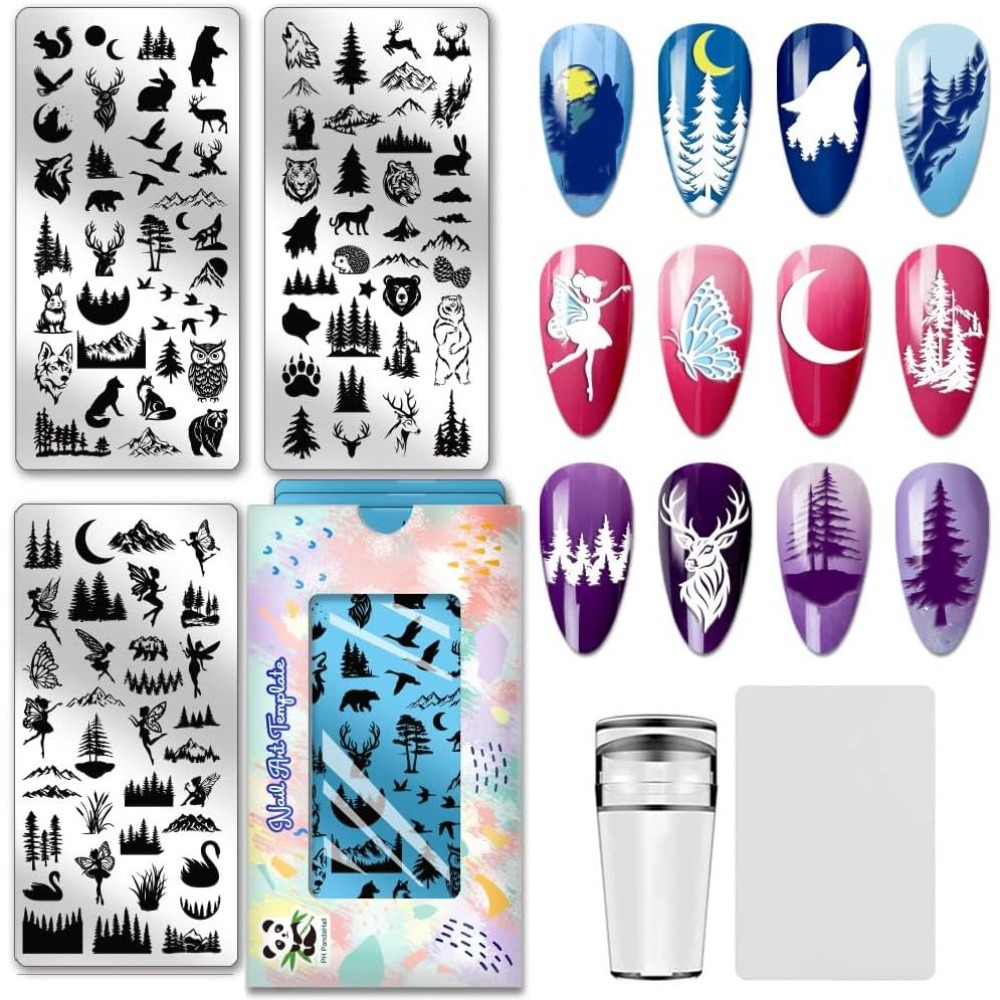 Nail Stamping Plate - 3pcs Wild Animals Nail Stamping Plates