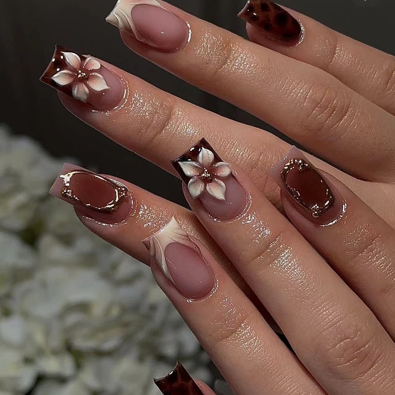 Nail Art Press On - Short square fake nails for women