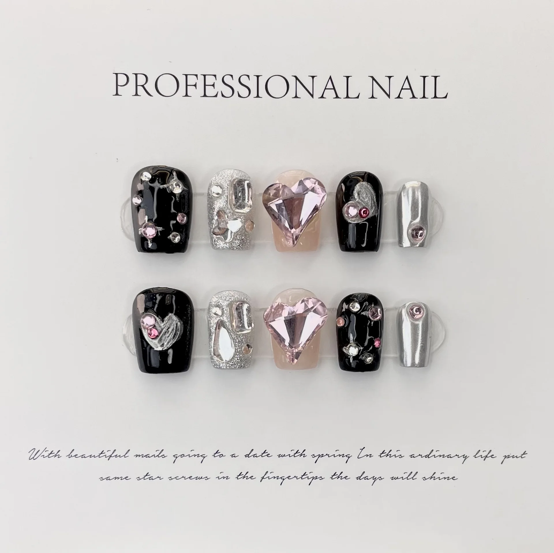 Nail Art Xs - Handmade Short Press on Nails Black