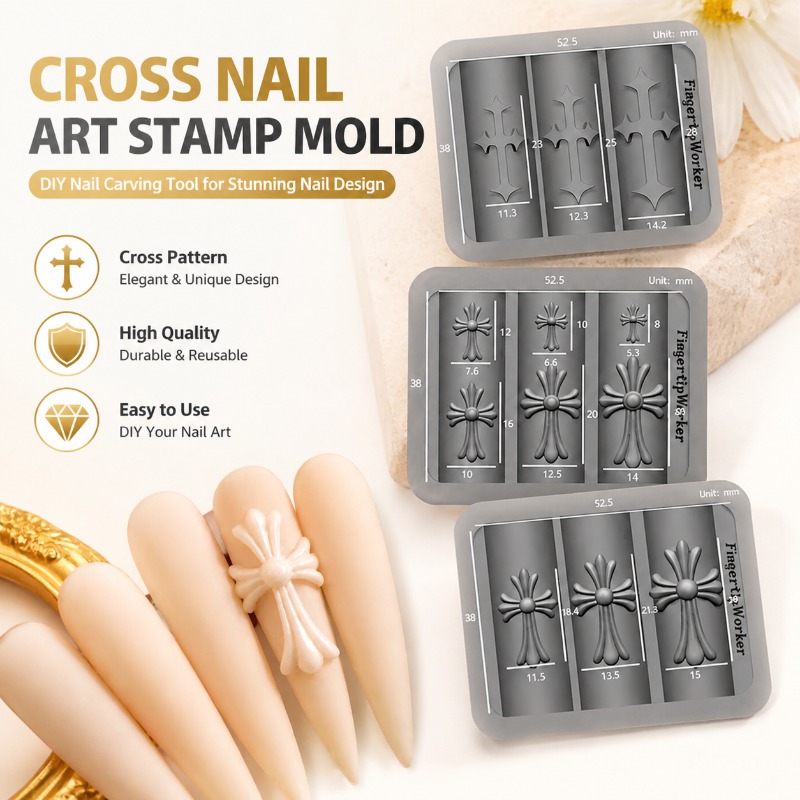 Nail Stamping Plate - New Arrival Cross Silicone Nail Mold