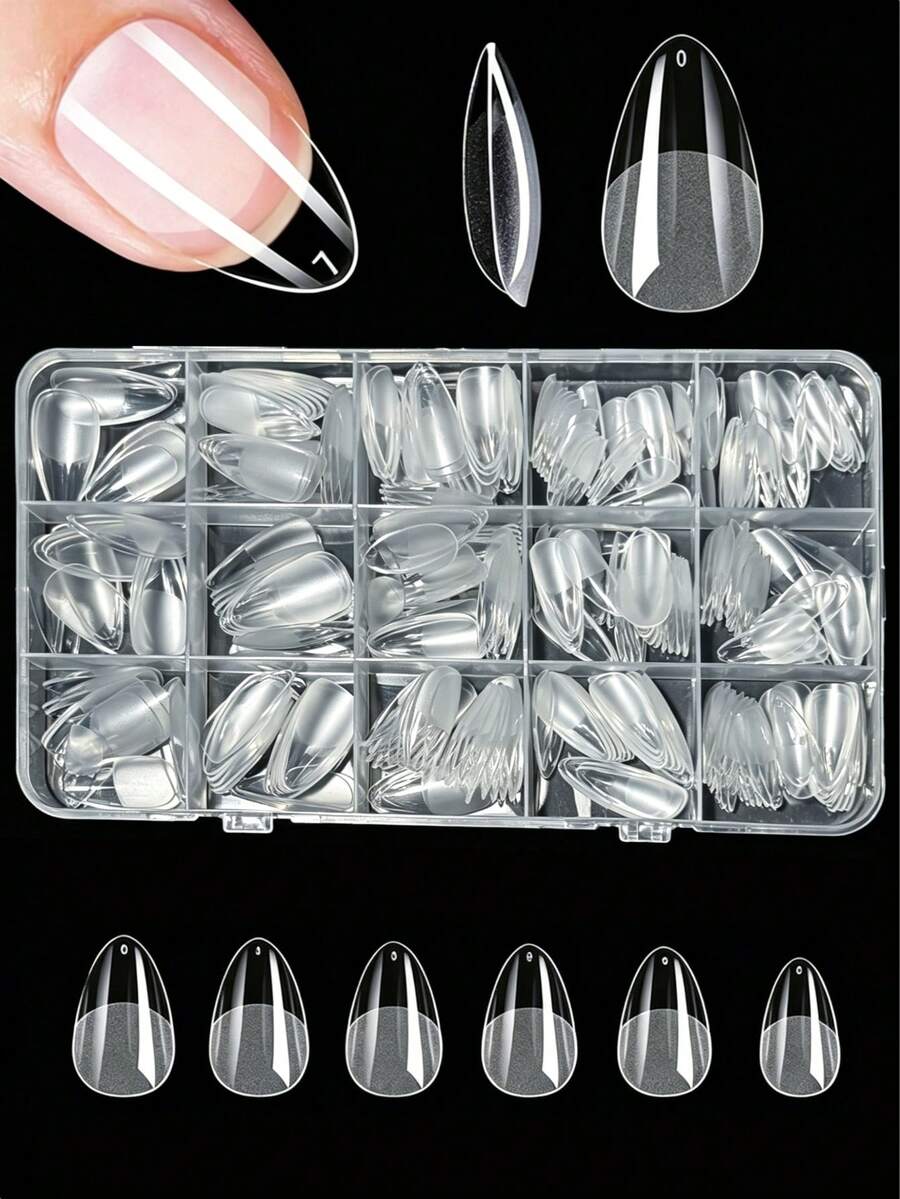 Nail Art Press On - 330pcs Short Almond Acrylic Matte Transparent