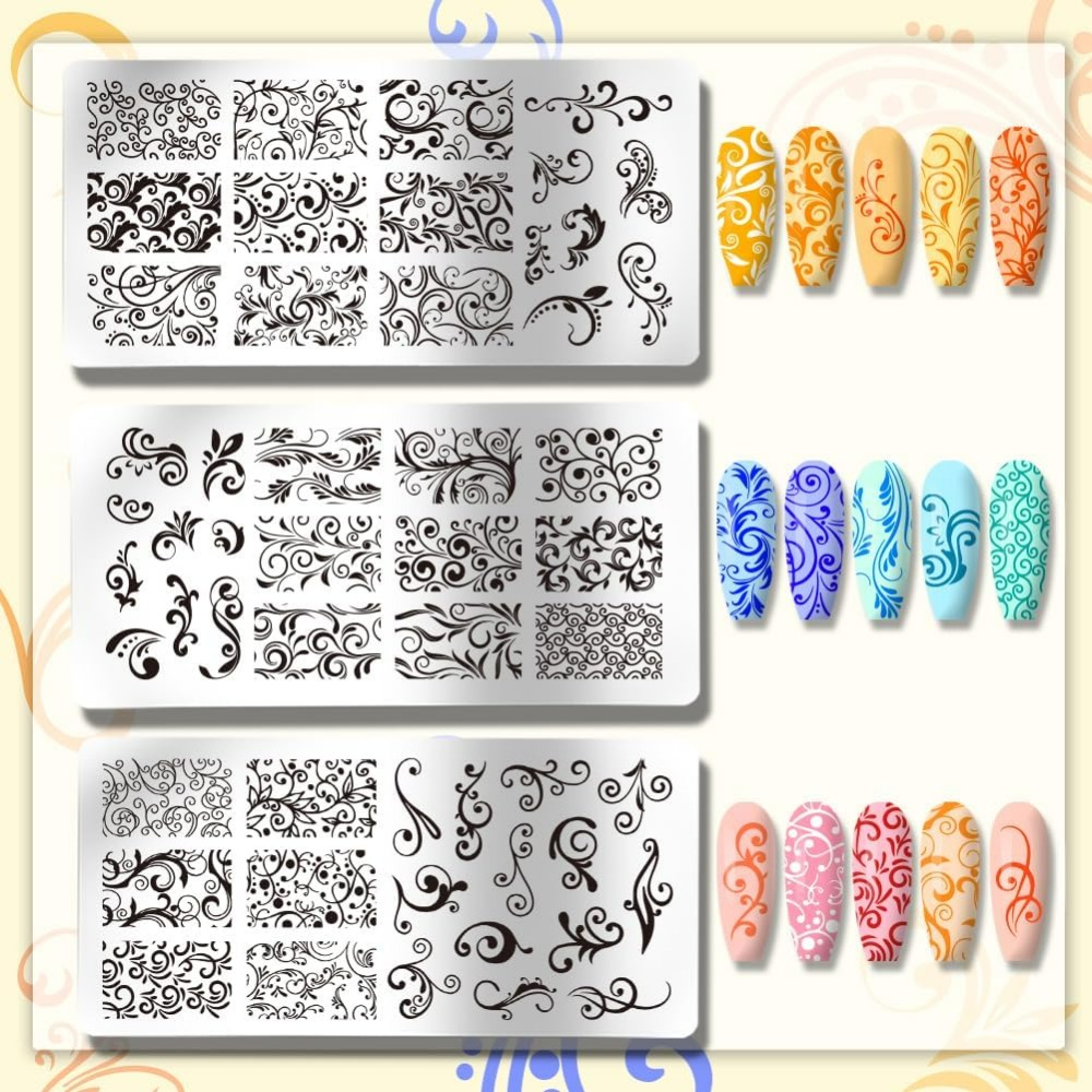 3pcs Swirl Pattern Nail Art Te - Nail Stamping Plate recension och pris