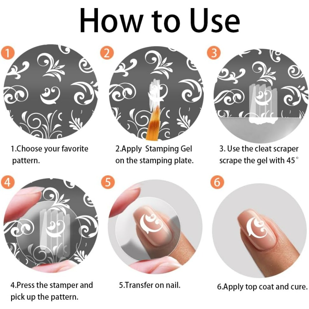 3pcs Swirl Pattern Nail Art Te - Nail Stamping Plate recension och pris