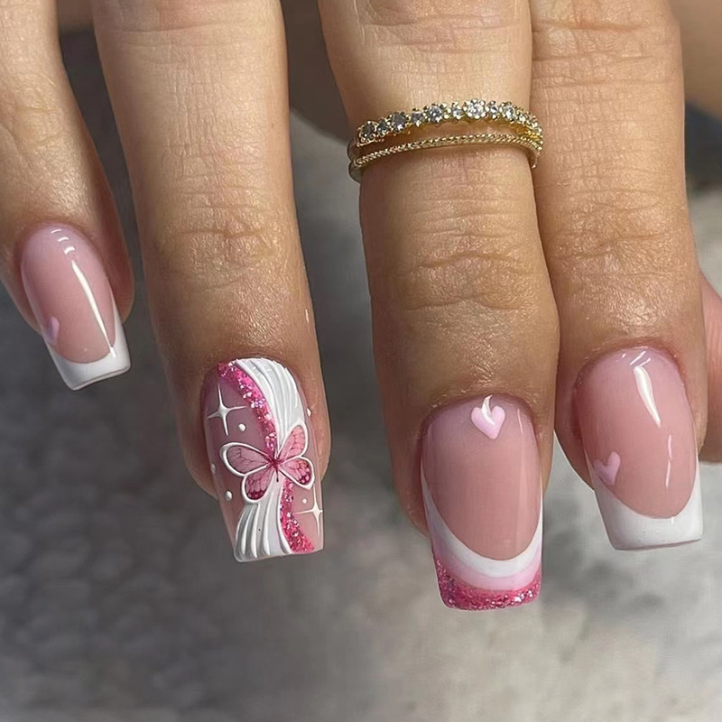 24Pcs Love Rainbow Press on Na - Nail Art Natural recension och pris