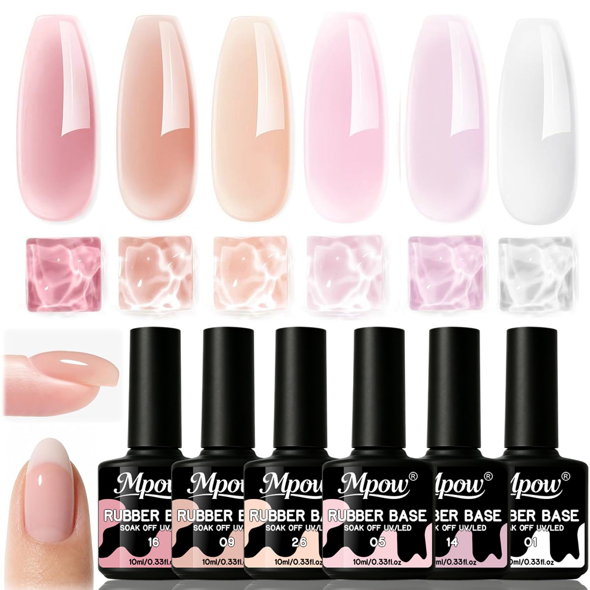Mpow 1/6pcs 10ml Rubber Base G - Nail Art Natural Pink recension och pris