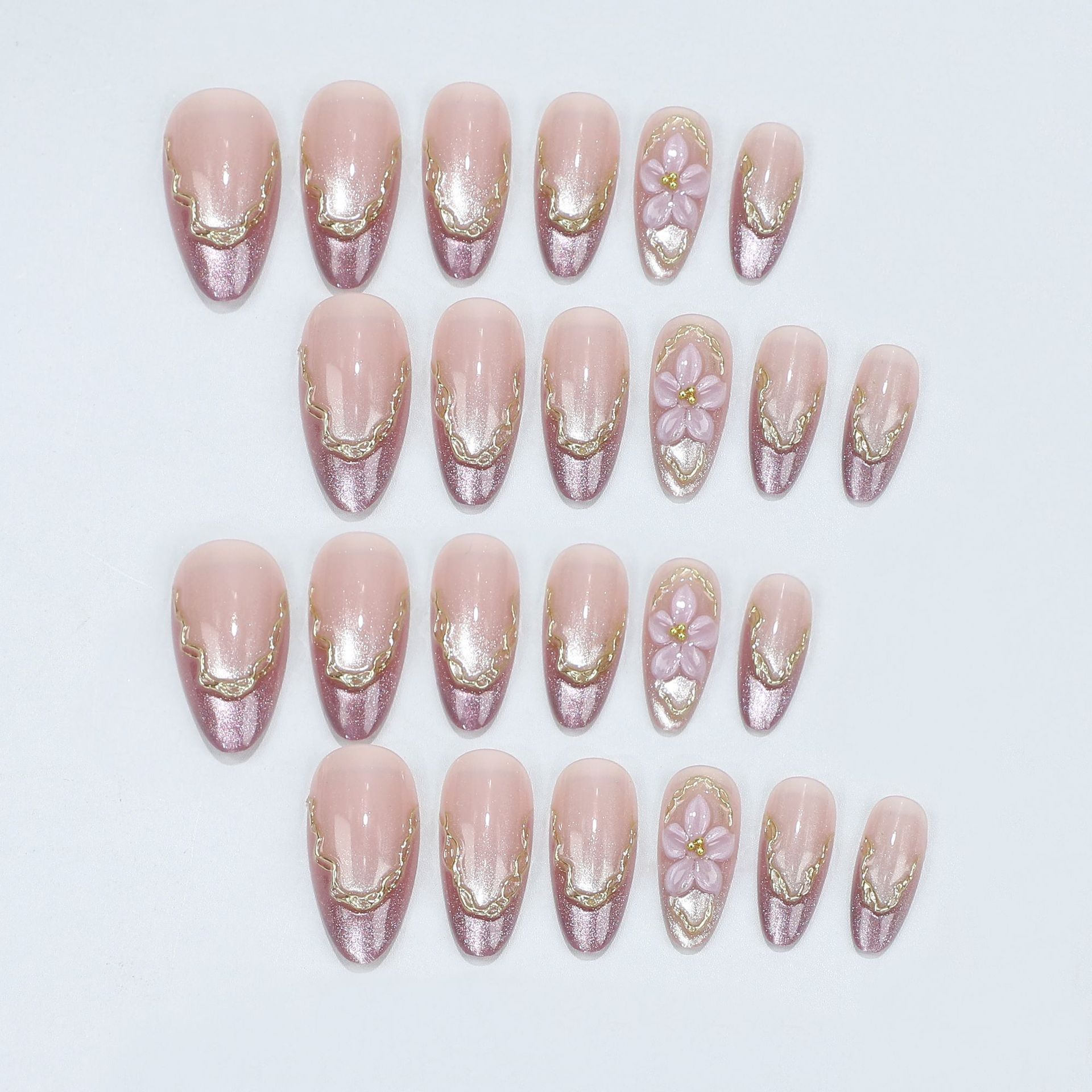 3D flowers fake nails with glo - Nail Art Press On recension och pris