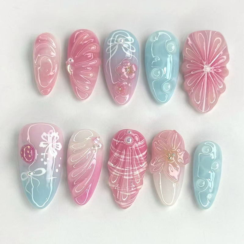 24Pcs Mid-length French Almond - Nail Art Xs recension och pris