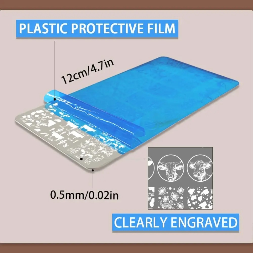3pcs Cow-Theme Nail Stamping P - Nail Stamping Plate recension och pris