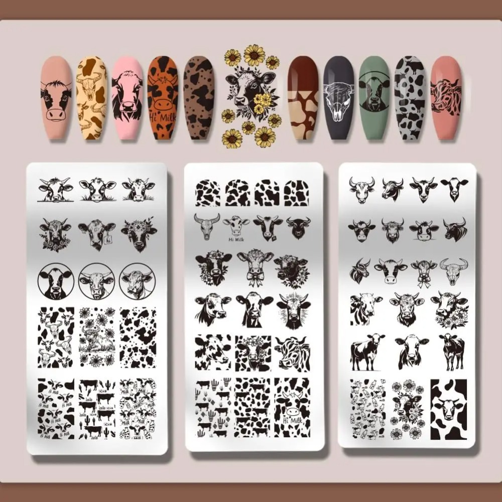 3pcs Cow-Theme Nail Stamping P - Nail Stamping Plate recension och pris