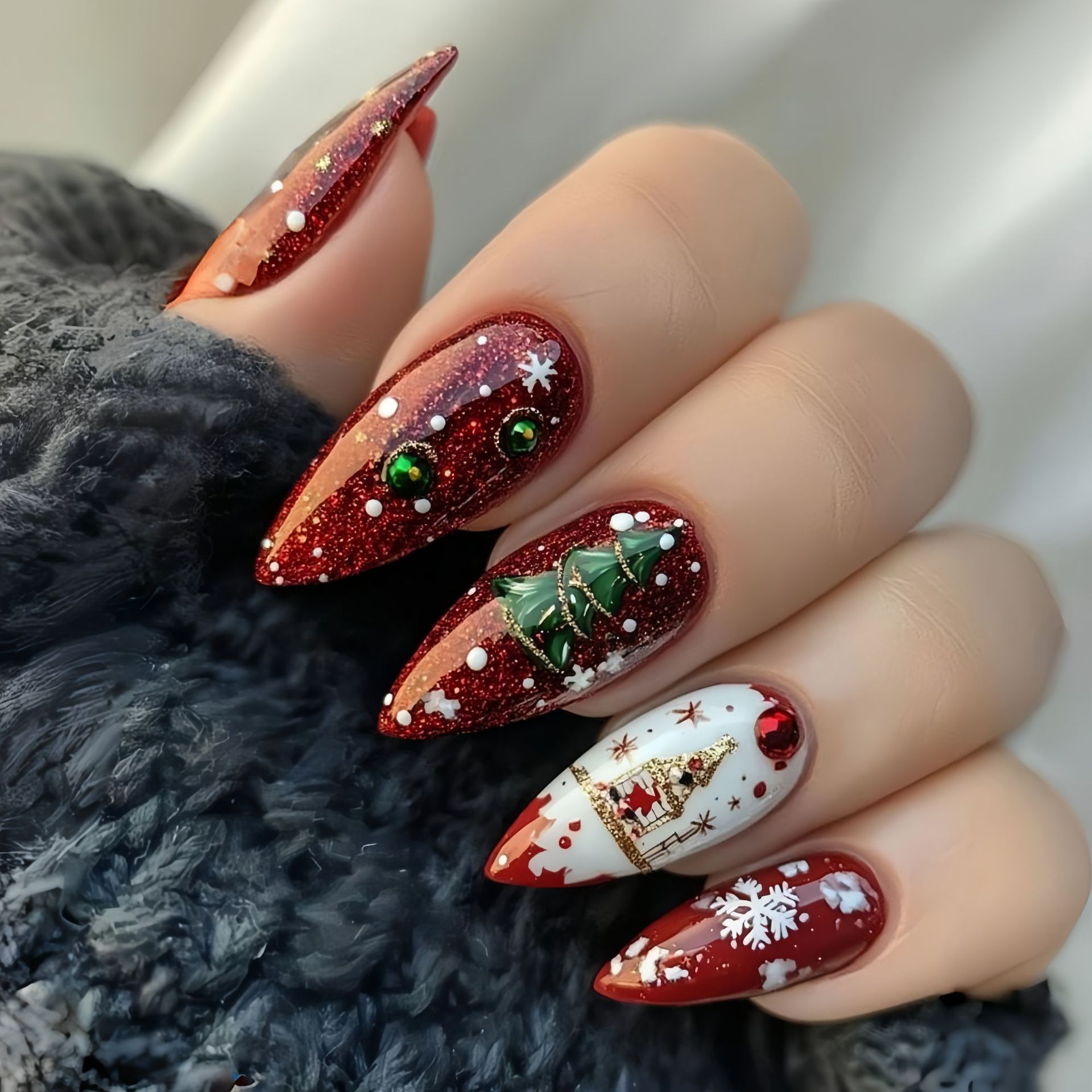 Medium fake nails for Christma - Nail Art Press On recension och pris