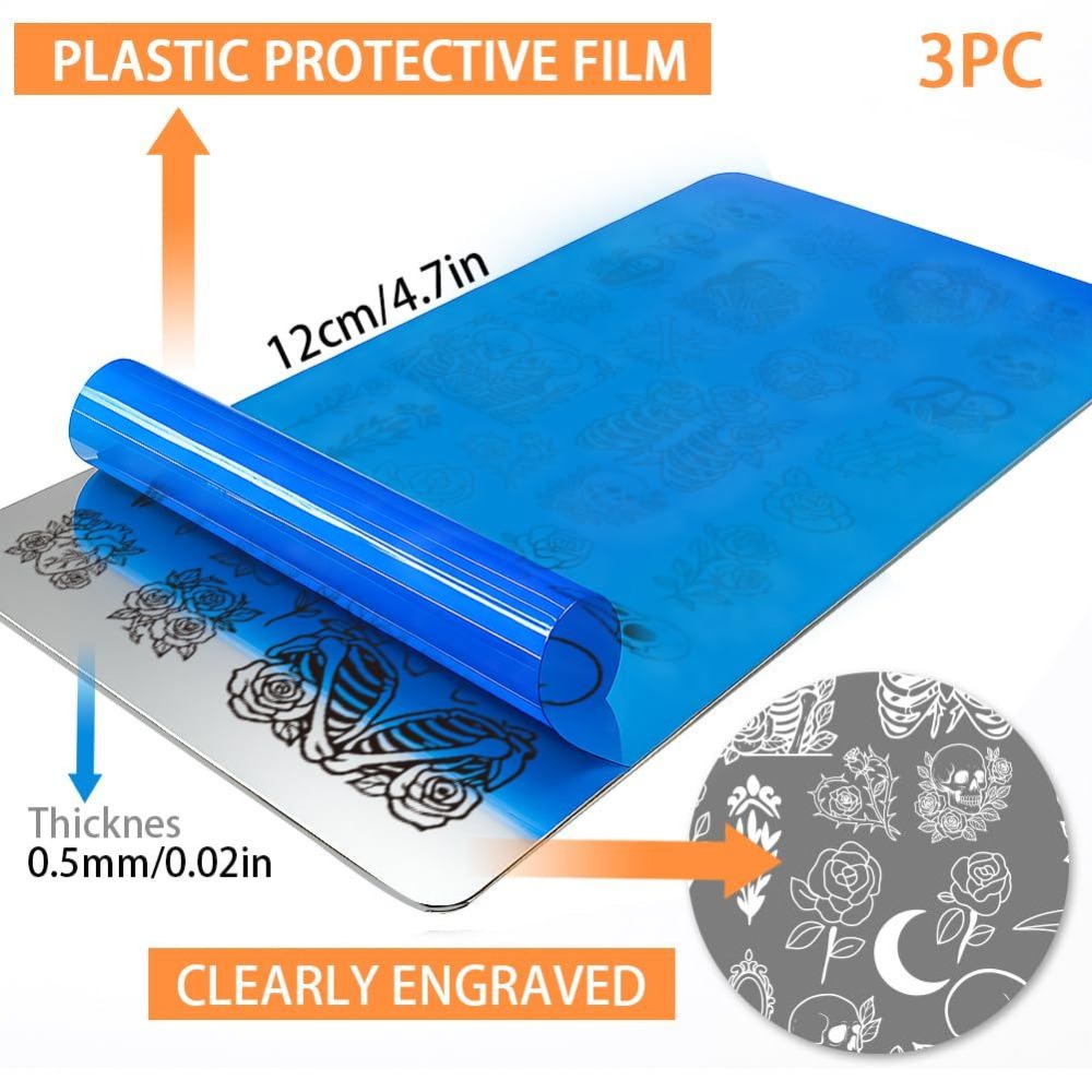 3pcs Skull Nail Stamping Plate - Nail Stamping Plate recension och pris