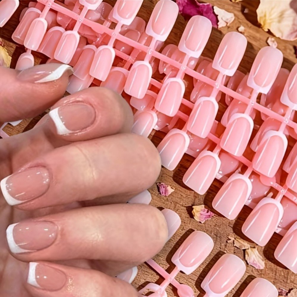 120PCS Short Square French Tip - Nail Art Natural recension och pris