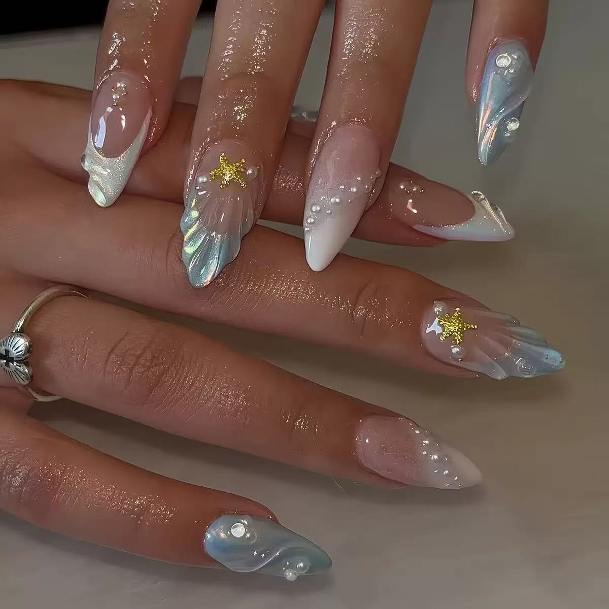 24pcs Short Oval 3D Gel Nail S - Nail Art Press On recension och pris