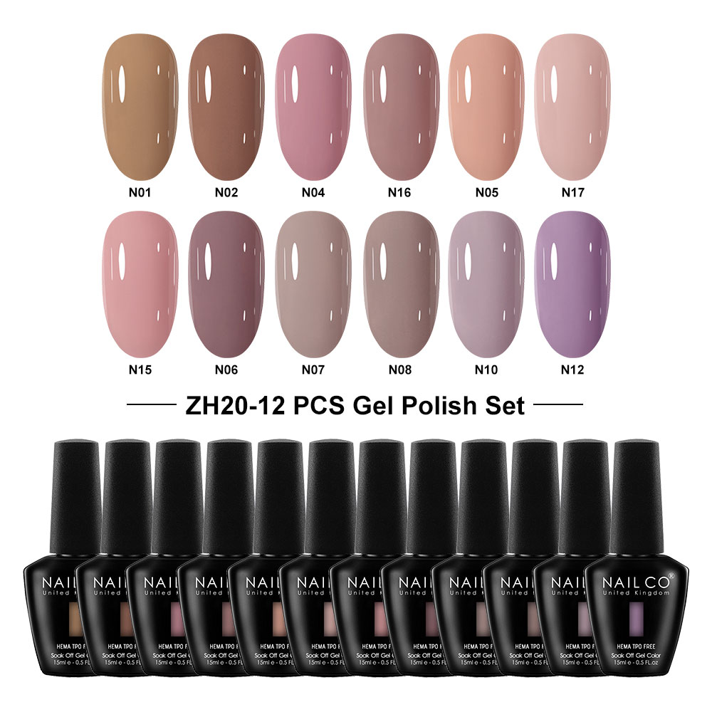 Nailco 12 Colors Pink Gel Poli - Nail Art Natural Pink recension och pris