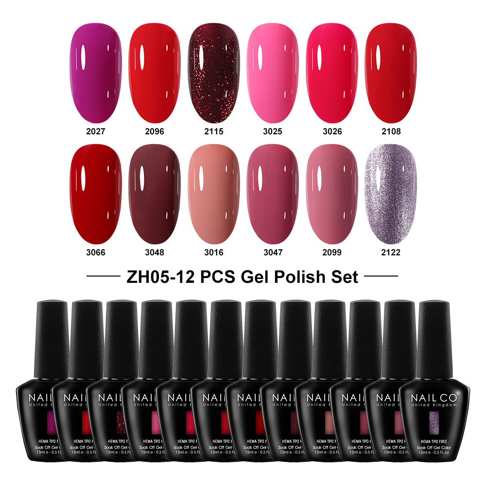 Nailco 12 Colors Pink Gel Poli - Nail Art Natural Pink recension och pris