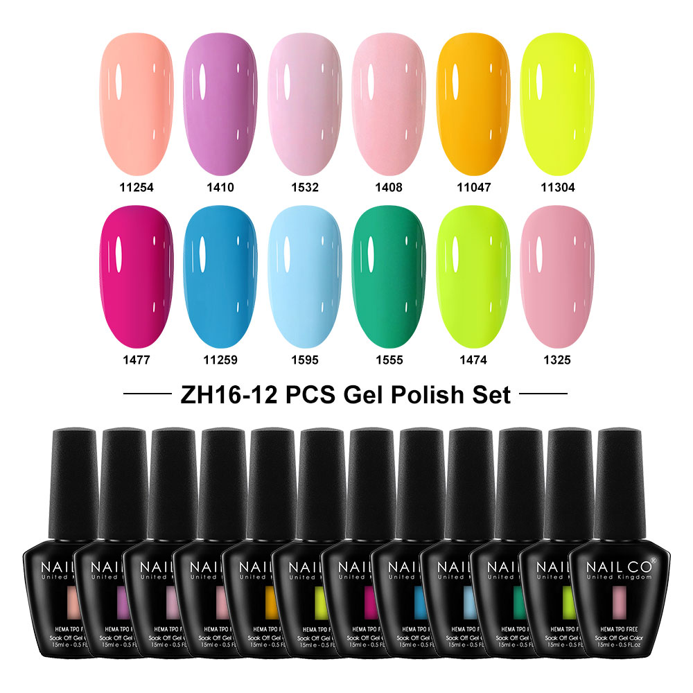 Nailco 12 Colors Pink Gel Poli - Nail Art Natural Pink recension och pris