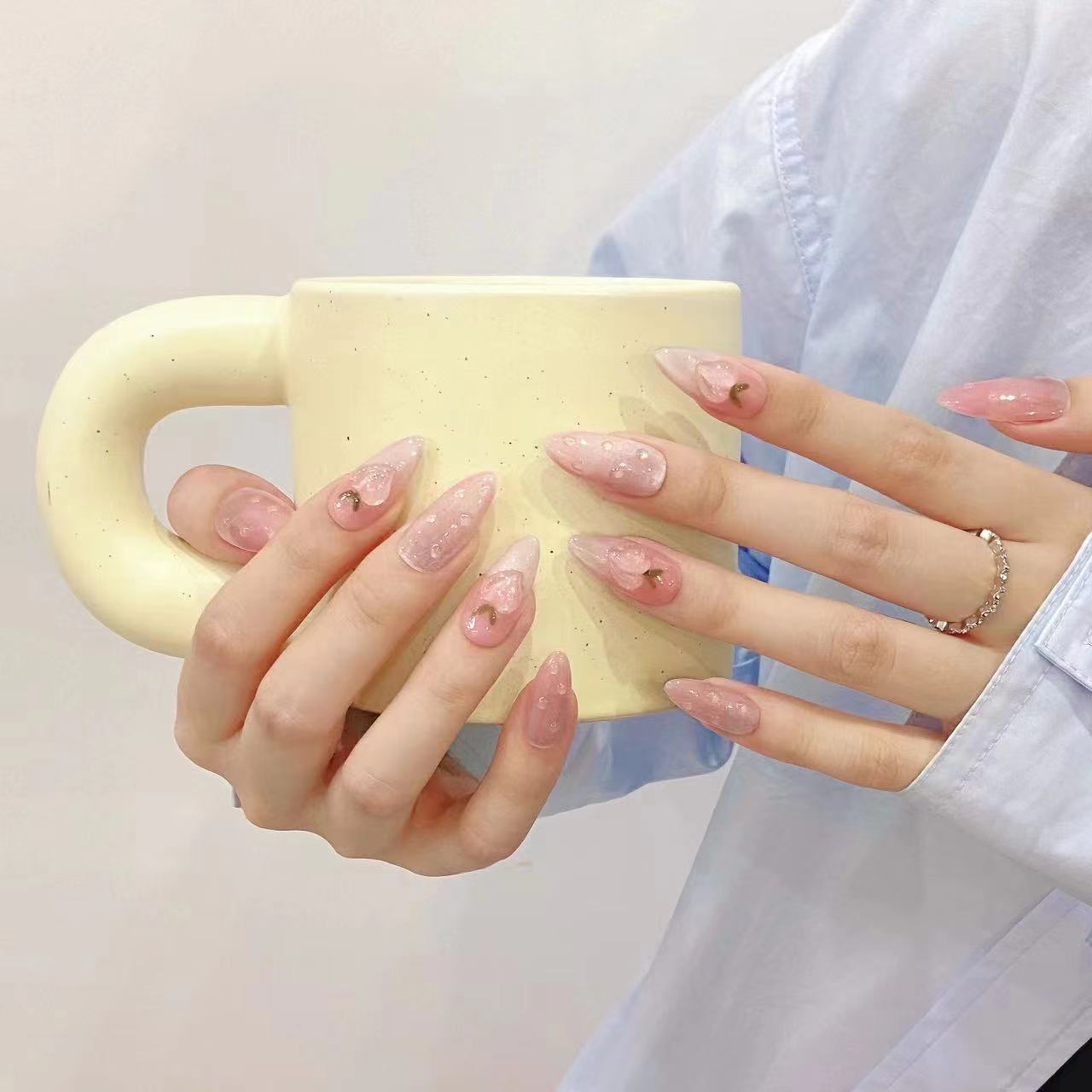 10Pcs Short Almond Handmade Pr - Nail Art Xs recension och pris