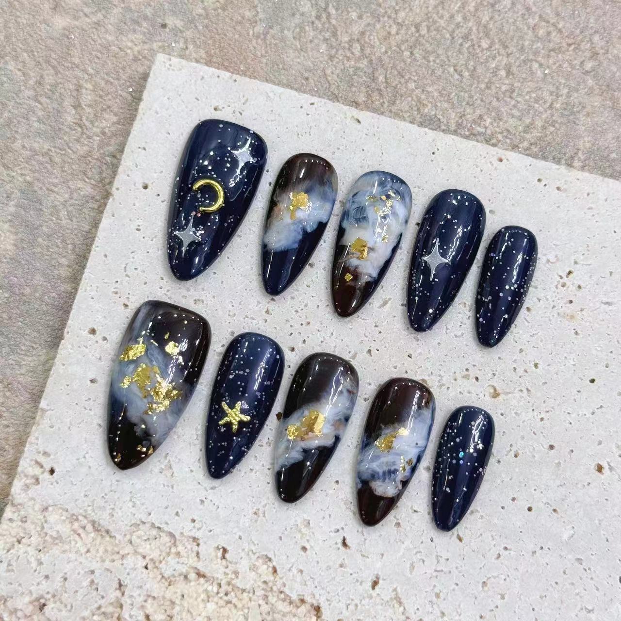 10Pcs Short Almond Handmade Pr - Nail Art Xs recension och pris