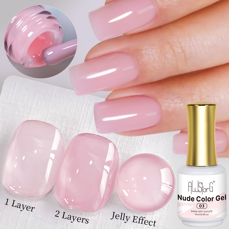 AWStorG 15ml Jelly Nude Pink T - Nail Art Natural Pink recension och pris