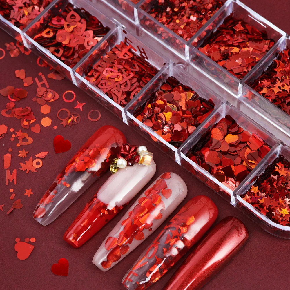 Holographic Red Nail Art Glitt - Nail Art Valentine recension och pris