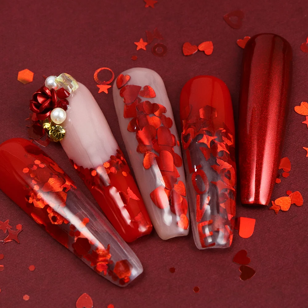 Holographic Red Nail Art Glitt - Nail Art Valentine recension och pris