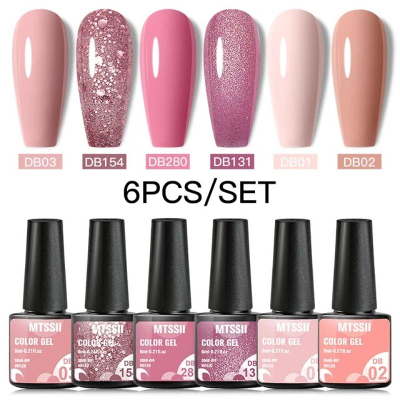 Mtssii 6PCS/Set Pink Glitter G - Gel Top Coat recension och pris