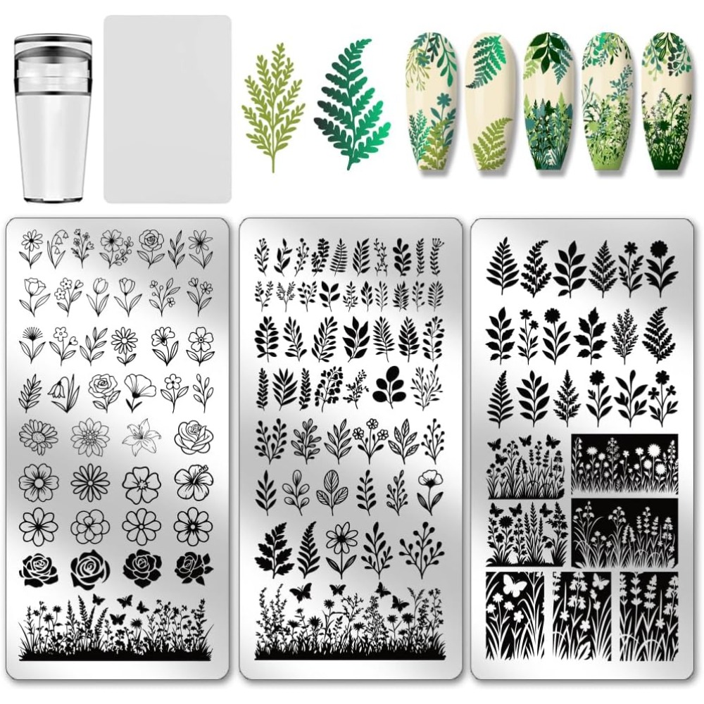 3pcs Flower Leaf Nail Stamping - Nail Stamping Plate recension och pris