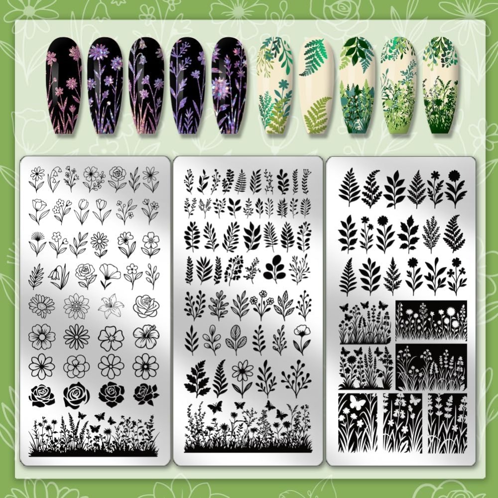 3pcs Flower Leaf Nail Stamping - Nail Stamping Plate recension och pris