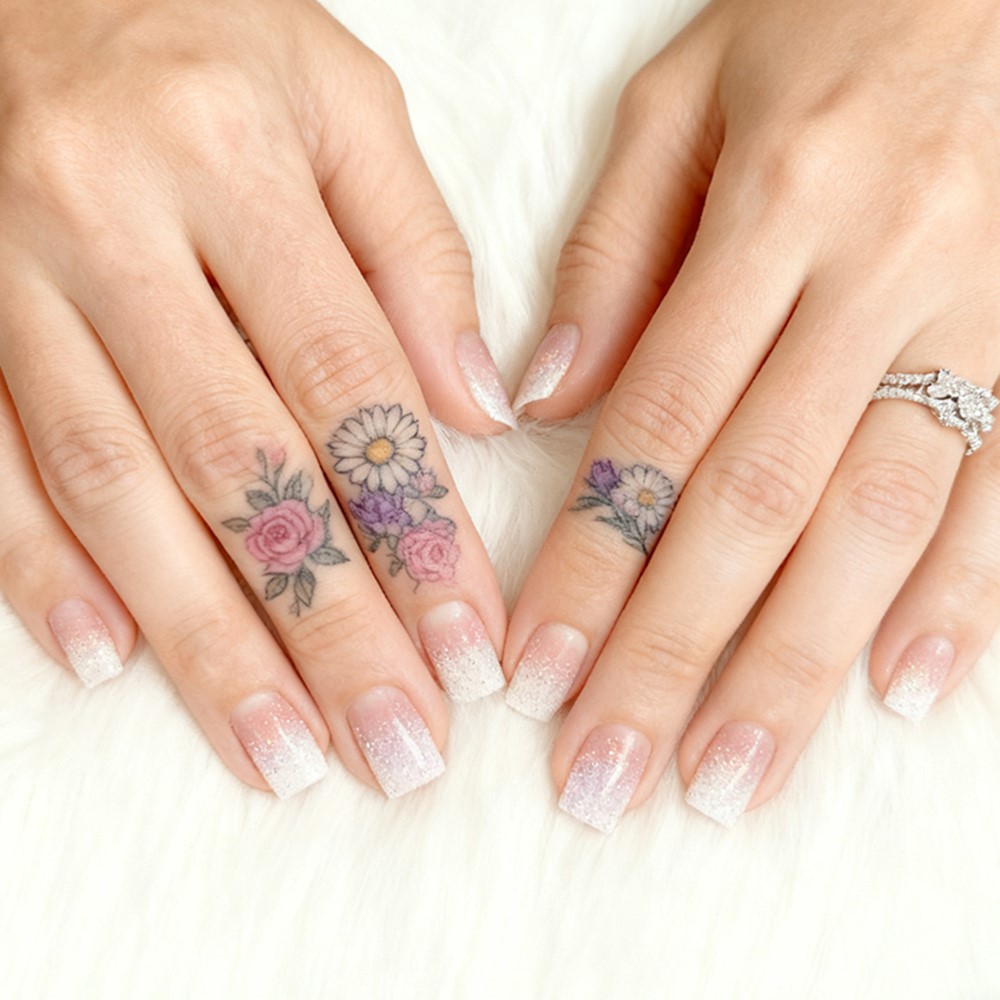 Glitter Short Fake Nail Tips W - Nail Art Natural Pink recension och pris
