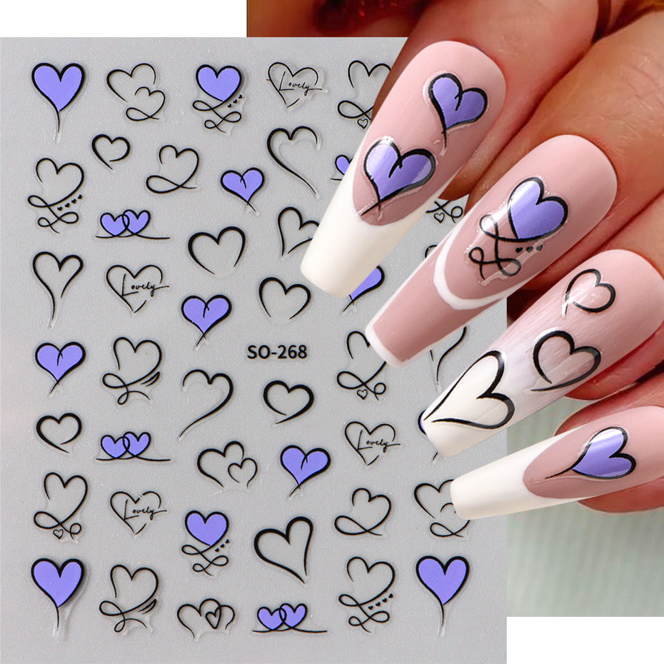 3pcs Y2K Gold Wave Line Heart  - Nail Art Valentine recension och pris