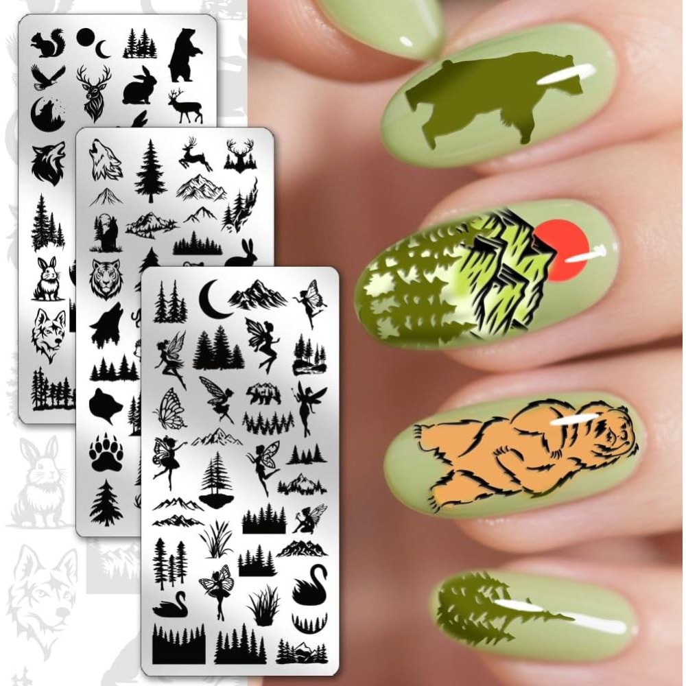 3pcs Wild Animals Nail Stampin - Nail Stamping Plate recension och pris