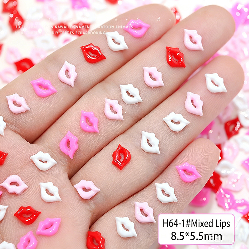 100 pcs Mixed Colors Resin Lip - Nail Art Valentine recension och pris