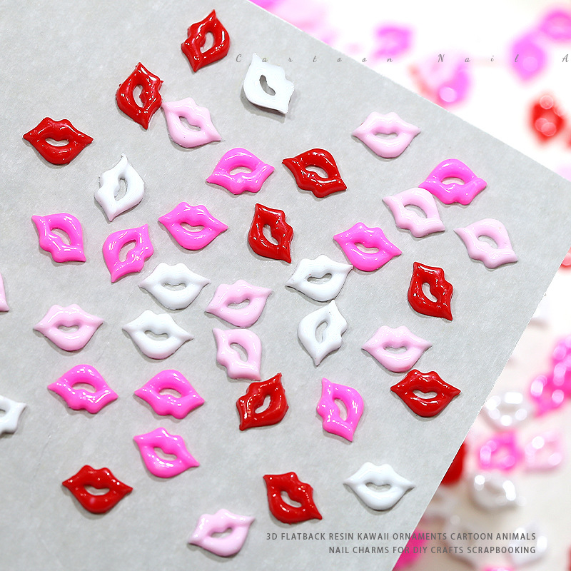 100 pcs Mixed Colors Resin Lip - Nail Art Valentine recension och pris