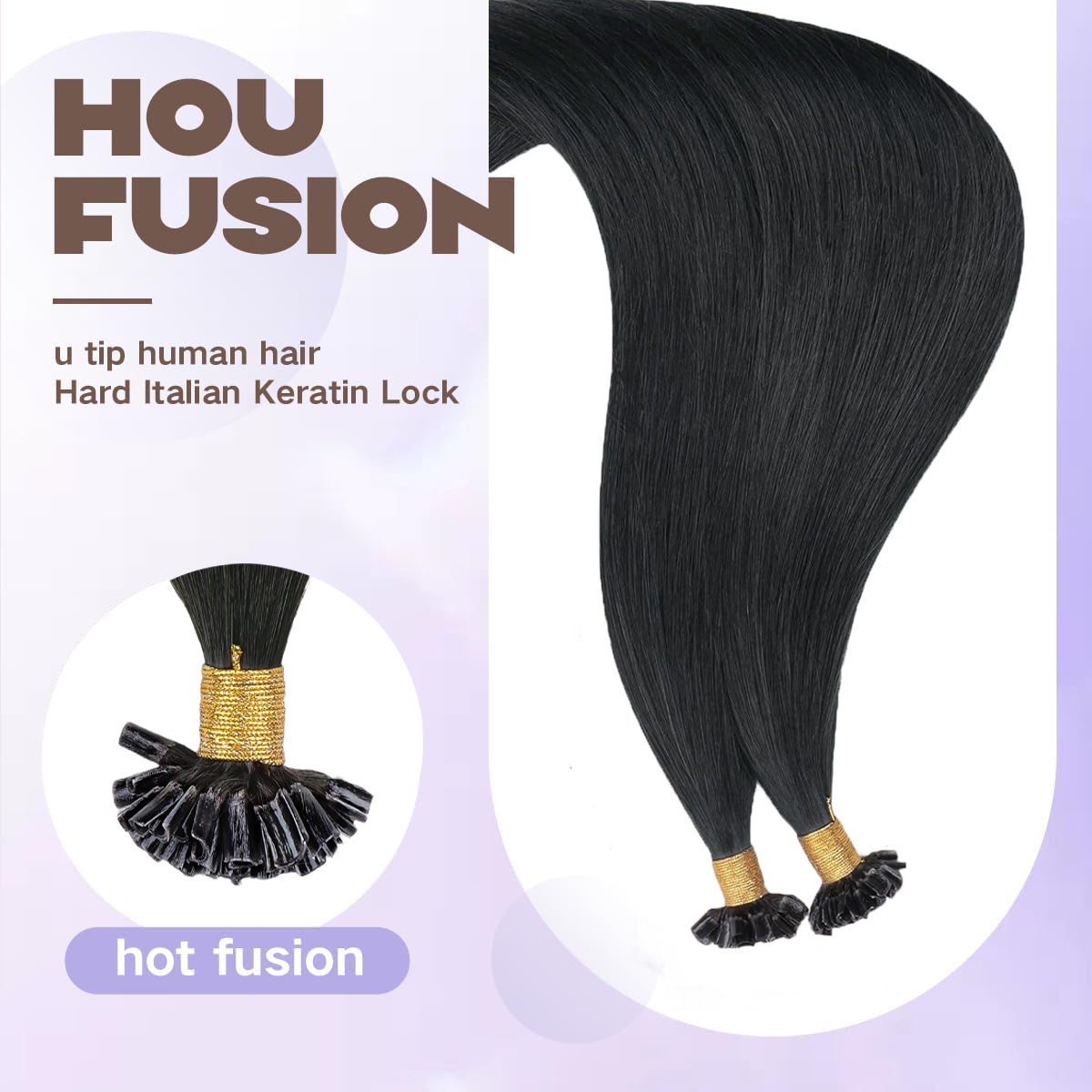 U Tip Human Hair Extensions 50 - Nail Art Natural recension och pris