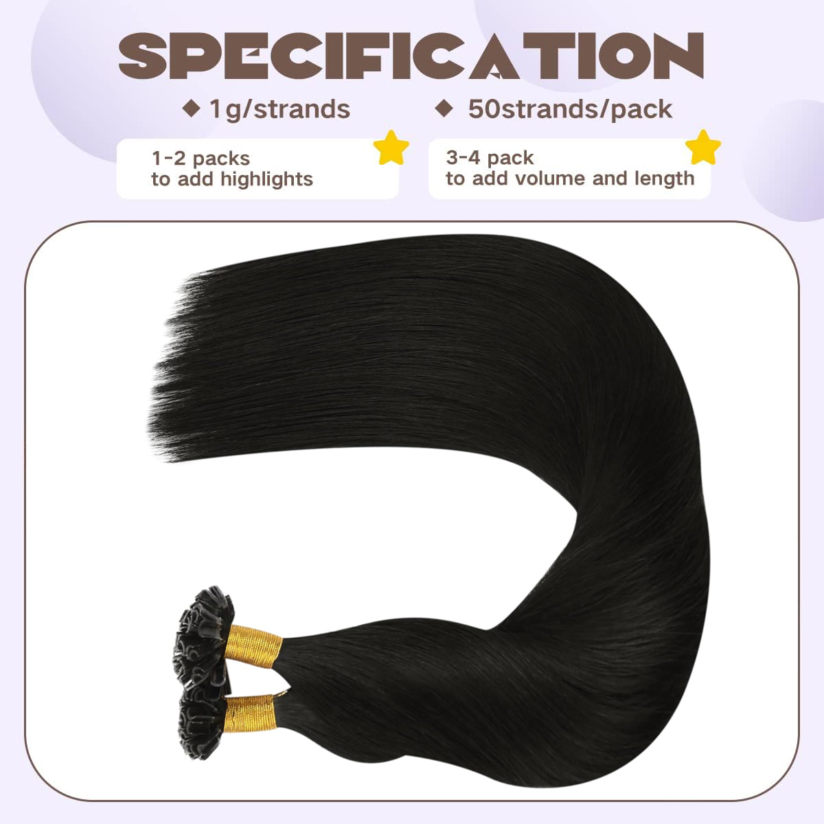 U Tip Human Hair Extensions 50 - Nail Art Natural recension och pris